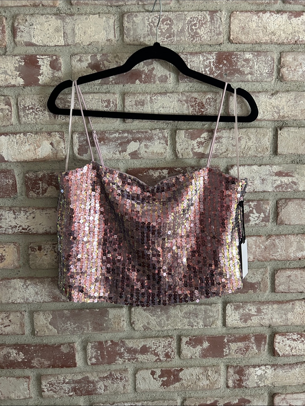 Iridescent ASTR sequin crop top